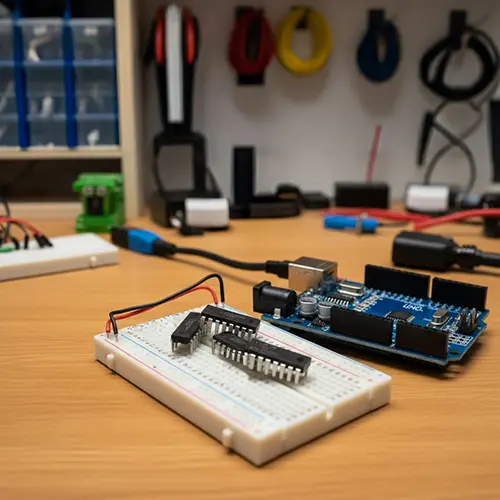 Fotografia macro di un chip di memoria DRAM 4116 vintage