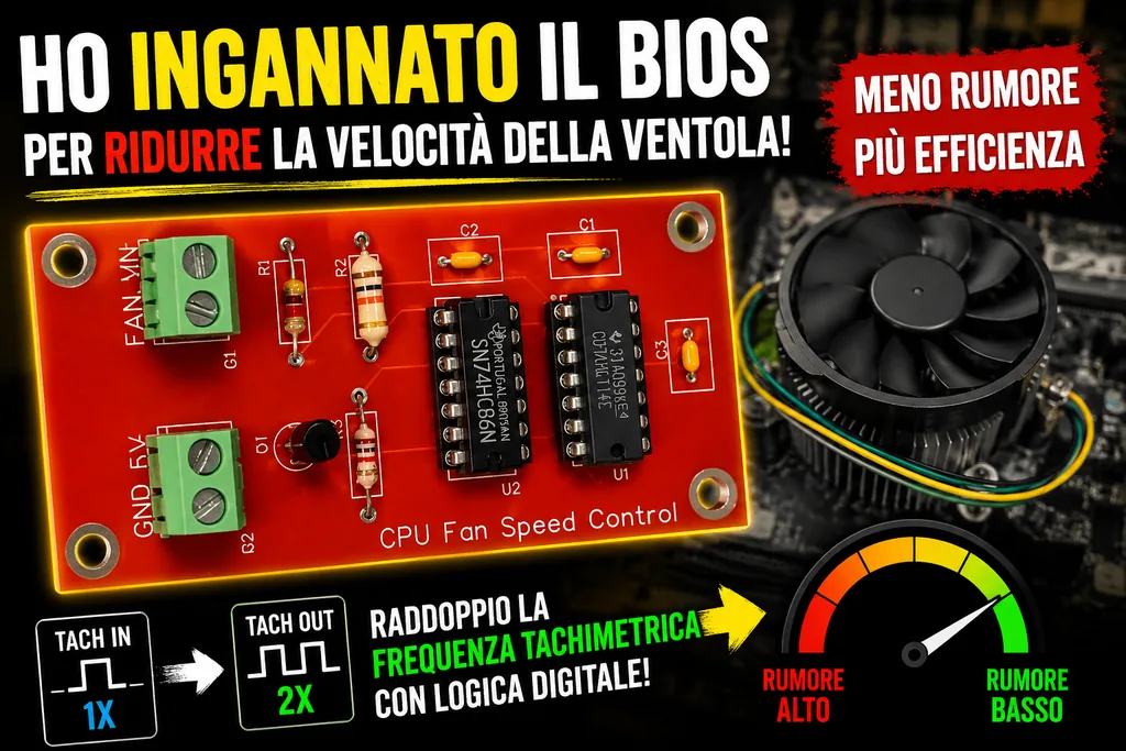 Raddoppiatore di frequenza per ventola PC: saldatura e test su PCB