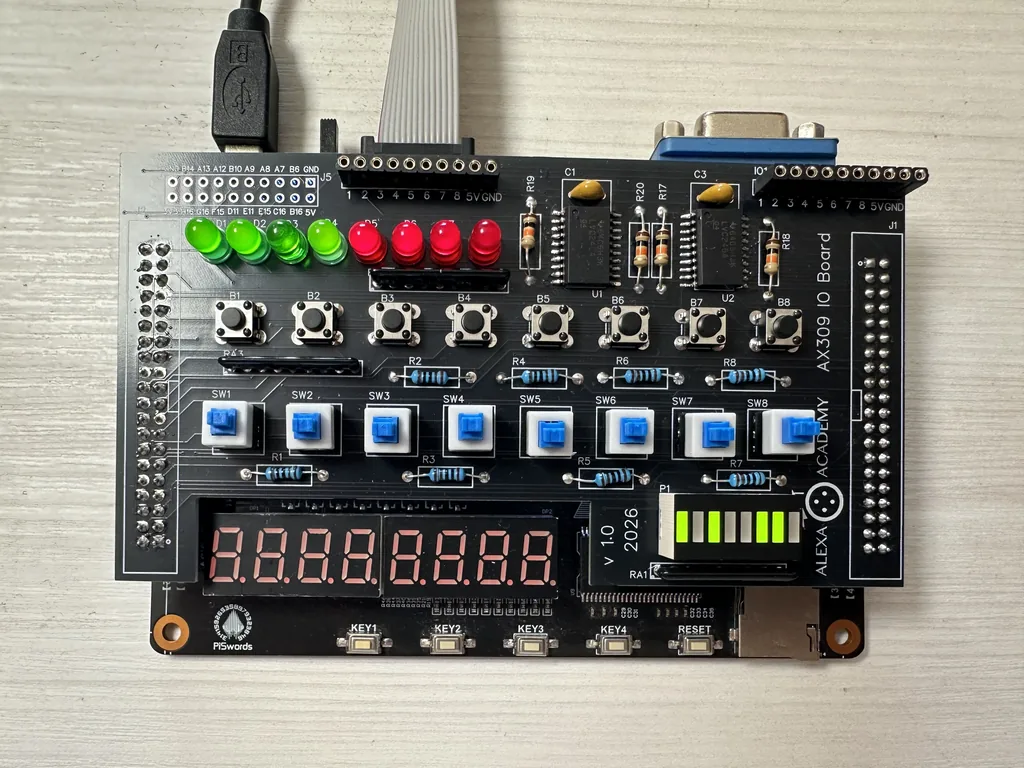 Una scheda di espansione IO per la Deathboard Xilinx: switch, pulsanti, LED e il buffer LVC245 per il VHDL